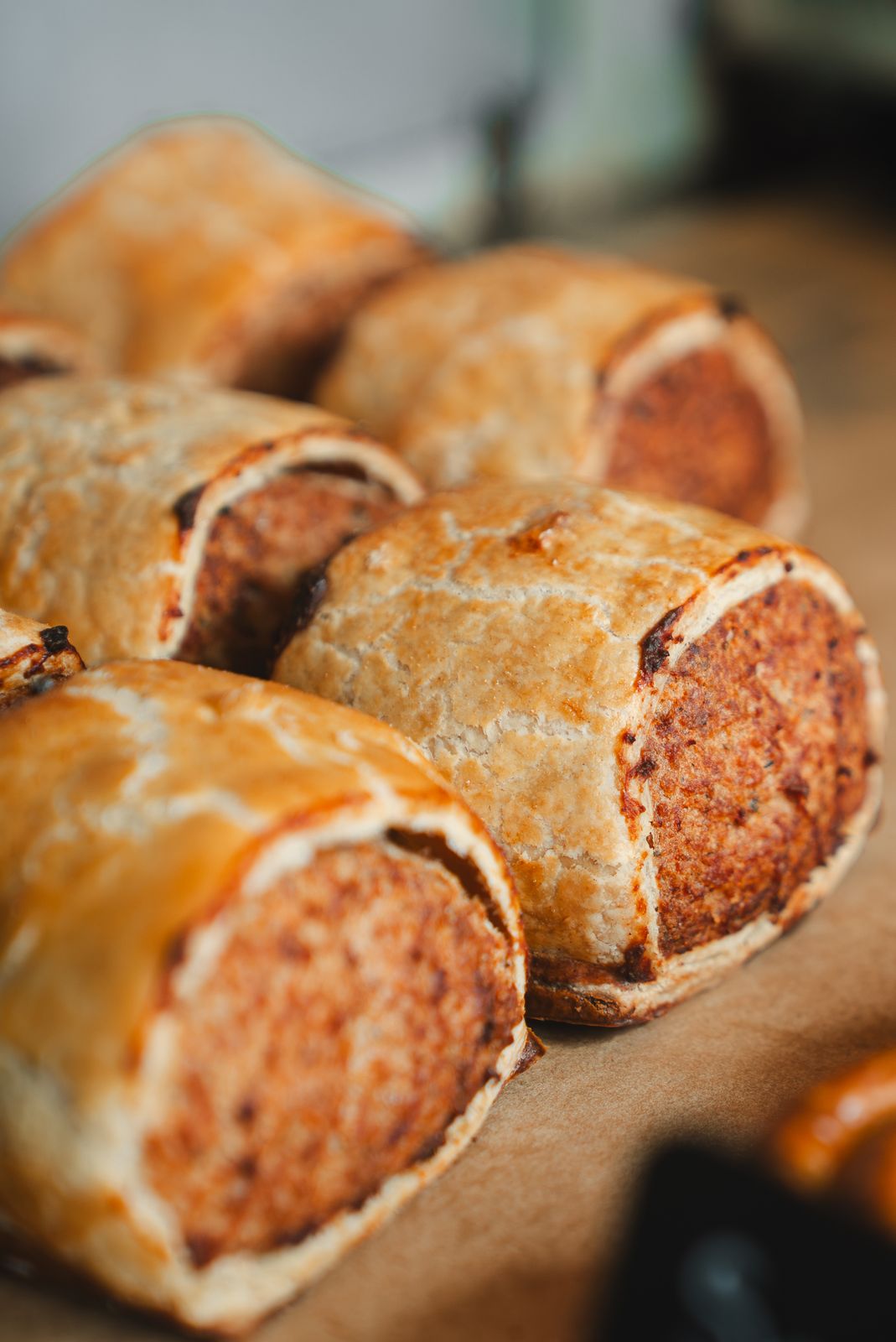 Freshly baked sausage rolls